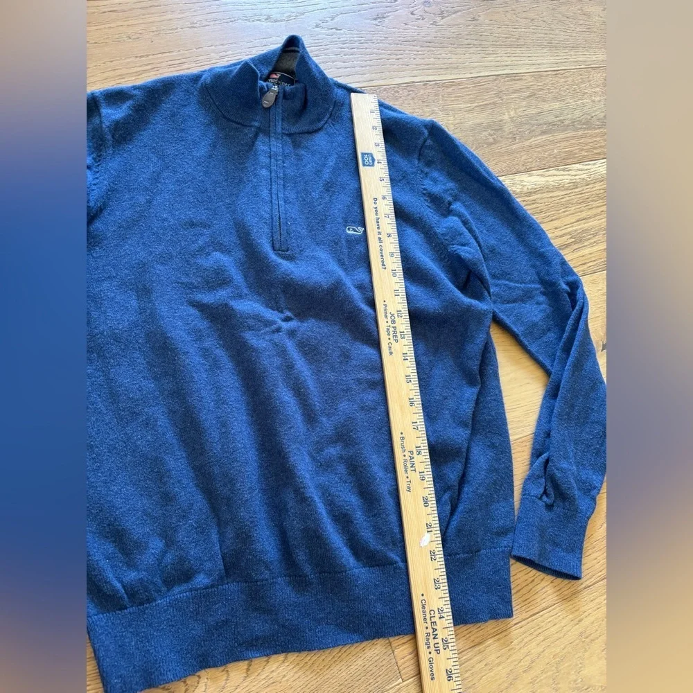 Vineyard vines cotton and cashmere blend half zip sweater mens small blue